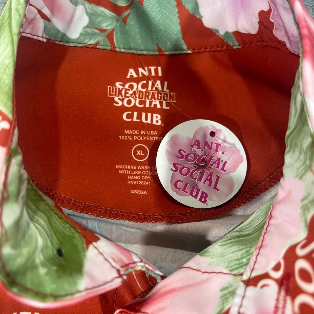 Anti Social Social Club x Like a Dragon RARE Red Floral Hawaiian Shirt XL NWT - Picture 5 of 8